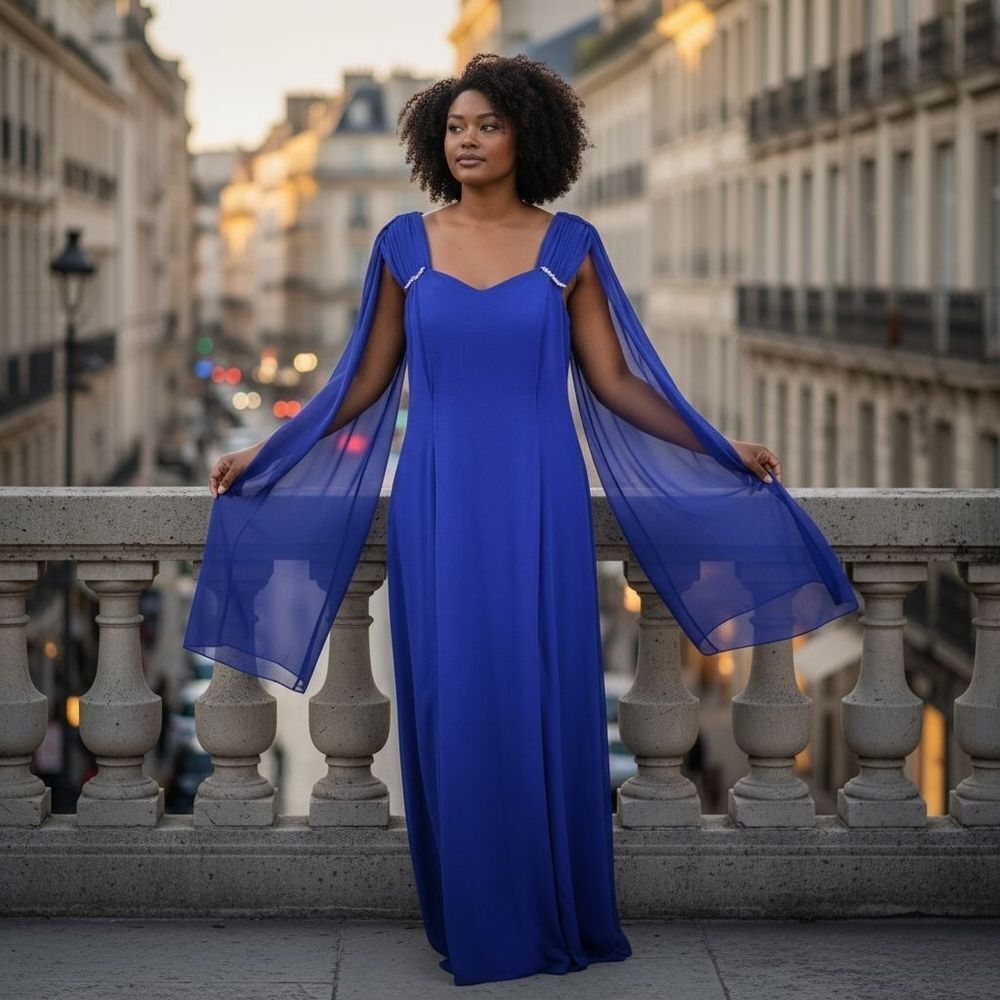 Dave & Johnny Vintage Royal Blue Long Formal Dress